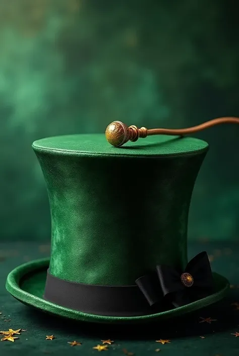 Green top hat with a black ribbon ( with a magic wand ) 