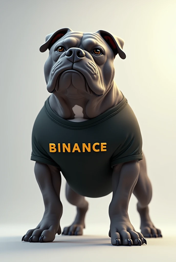 Pitbul dog with the Binance t-shirt