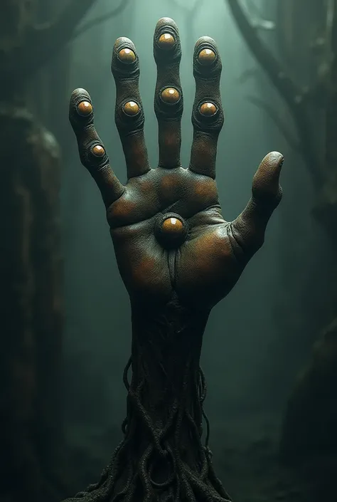 A hand with 8 eyes