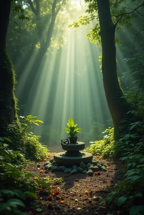 The next morning, the dense forest is calm again. The Shiva Lingam remains in its place, now adorned with fresh Bilva (Bel) leaves. There is no trace of Veerendra, adding an air of mystery. The sunlight filtering through the trees creates a peaceful yet en...