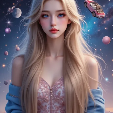 （  top quality 。  highest resolution 。  super realistic photo  。  full body portrait in front of  。） There is a beautiful woman with super super long hair  。 More beautiful than a beautiful actress 。  beautiful young women 。  top model that depicts her sup...