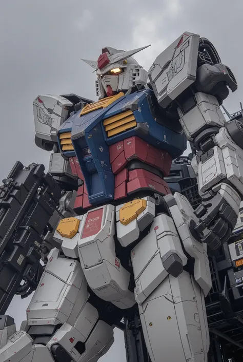 Gundam, real ,16k, high image quality, by Nomi, top quality, Masterpiece, super detailed,Human movement, sleek sharp design, shield on the left hand , holding a beam rifle in the right hand, detailed design,金属の real な質感,metal, real な砂漠の戦場、(In front of th...