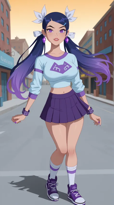 Guinevere "Guin" Tennyson (Guin 23)



Theme Color: Purple

Hairstyle: Twin high ponytails with electric purple streaks, secured with silver ribbons

Eye Color: Violet-blue

Hair Color: Ash brown with bold violet streaks

Skin Tone: Cooler, slightly paler ...