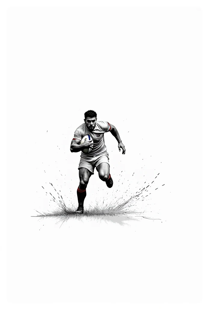 Creative black and white watermark drawing of a rugby player 