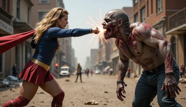 Dc super girl punching a zombies face