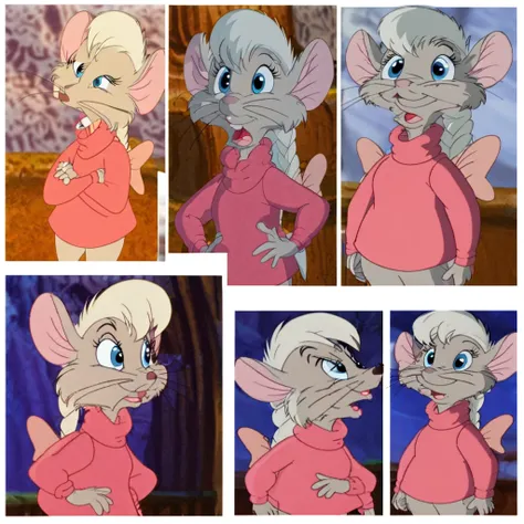 Pink sweater Mousegirl ponytail. Jenny Mcbride Nimh