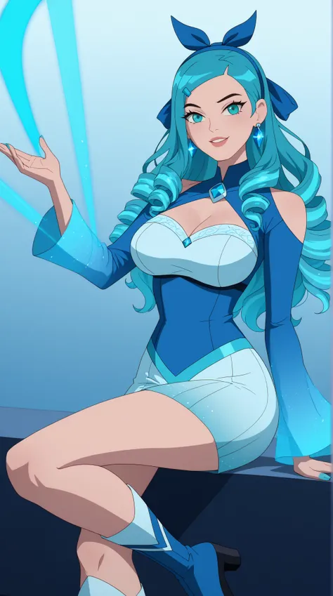 Evangeline "Eve" Tennyson (Eve 23)



Theme Color: Aqua Blue

Hairstyle: Long hair styled in elegant spiral curls with aqua blue streaks

Eye Color: Glowing turquoise

Hair Color: Cool chestnut brown with soft aqua blue ombré at the tips

Skin Tone: Pale w...