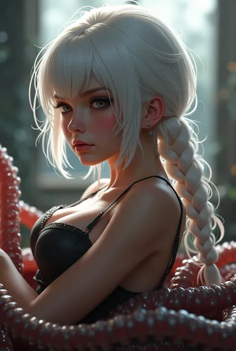 score_9, score_8_up, score_7_up, (highres, high resolution, 8k, highest quality, best quality, masterpiece, extremely detailed), soft lighting, volumetric lighting,
BREAK
unlockedwhite,  1girl, white hair, long hair, single large braid, brown eyes, freckle...