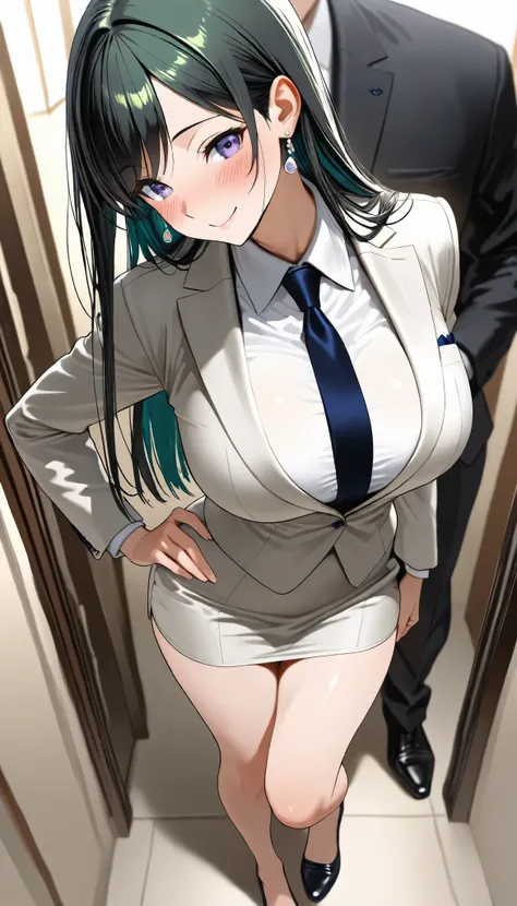 (best quality, masterpiece, ultra detailed, high resolution), Beautiful 8K CG artwork, 1girl, elegant yet sexy girl, (long hair, black straight hair, swept bangs), 
Puffy breasts, sexy yet lewd large hips, curvy shape, (skindentation:0.7), perfect waist to...