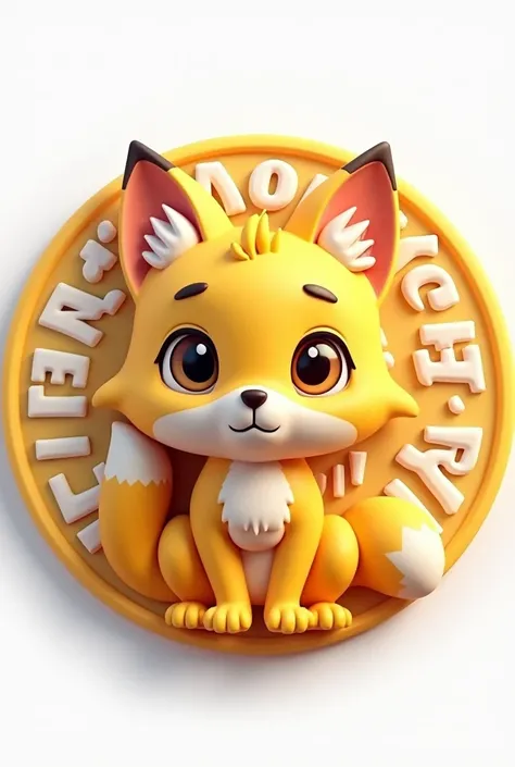 make a cute circular pin design with the abm strand text background and yellow lynx cute 3d quality.