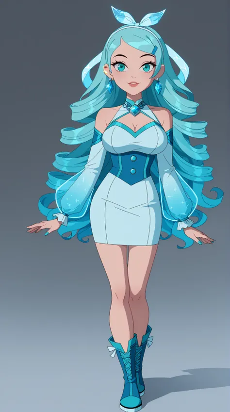 Evangeline "Eve" Tennyson (Eve 23)



Theme Color: Aqua Blue

Hairstyle: Long hair styled in elegant spiral curls with aqua blue streaks

Eye Color: Glowing turquoise

Hair Color: Cool chestnut brown with soft aqua blue ombré at the tips

Skin Tone: Pale w...