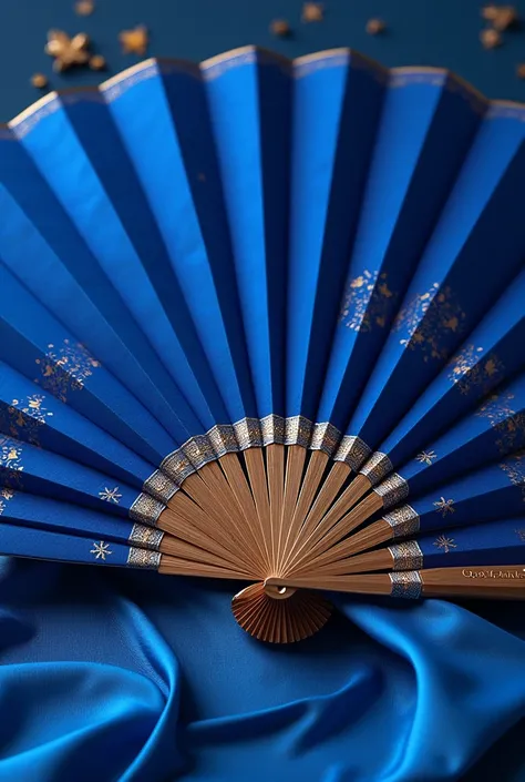 A royal blue fan for wedding program
Completed