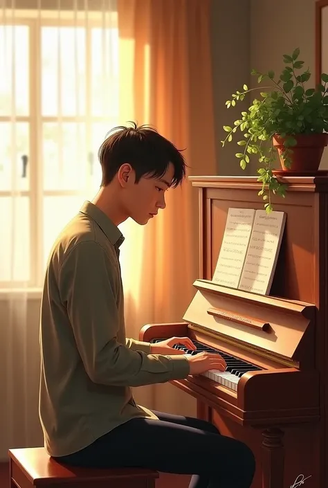 . Final farewell piano music**
- **Composition**：  
  - Gu Yan sits at the piano，Lin Xia stands beside him，Close your eyes and listen。
   - Sunlight shines through the left window ， Draw a family portrait and a pot of greenery on the piano 。

- ** details*...