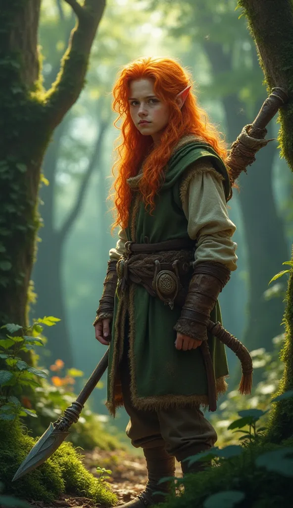 In the heart of an ancient forest, a young Druid named Galenor stands tall, his vibrant orange hair a beacon of hope amidst the shadows. With a compassionate heart and empathetic soul, Galenor has dedicated his life to protecting the natural world and pres...