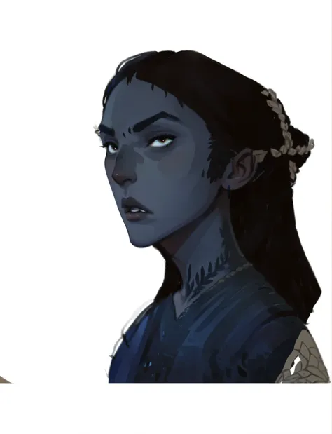 2D ART, hyper detailed gouache painting, illustration, gougoupaintleaves style, portrait of a man, 1boy, solo, long_hair, braided brown hair, high_ponytail_hairstyle, male_drow:1.5, dark elf, black eyes, black_sclera, detailed face, handsome features, dark...