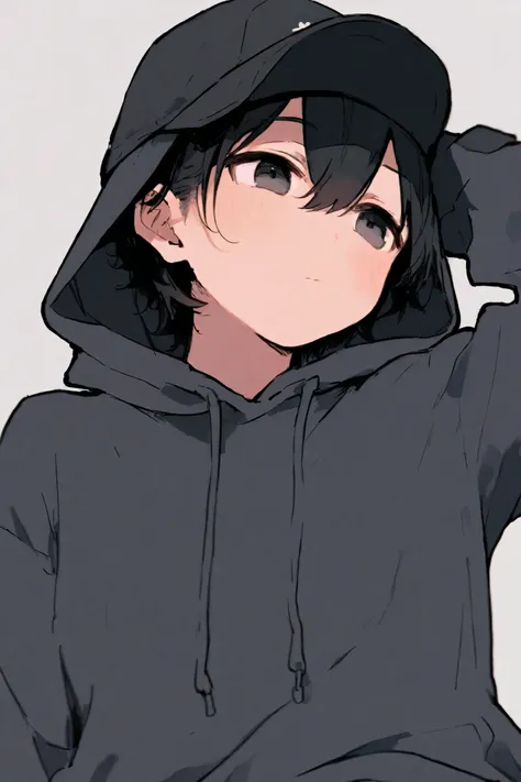 black haired male!!. Wearing a hoodie and decadent!!. Looks like he's about 29 years old. A masculine and ruined arctic fox statue.