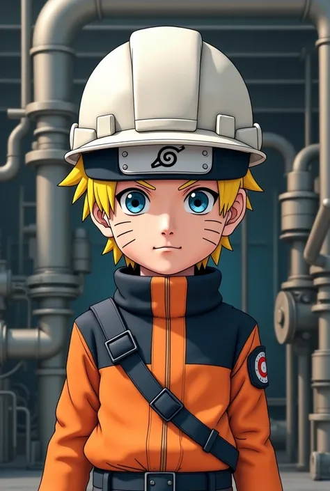 Naruto with white engineer's helmet
