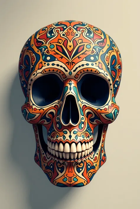 A traditional skull from Mexico with mandala tints 