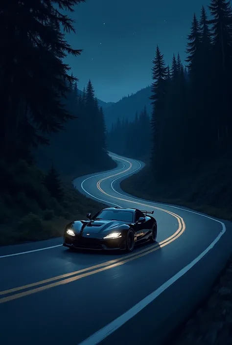 Create a video drawing of approximately 30 seconds of a car driving down a road at night 