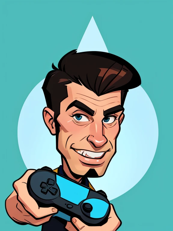  cartoon cartoon of a man holding a video game controller in his hands, cartoon style, cartoon illustration, in cartoon style, cartoon art style, caricature!!!, cartoon digital art, cartoon portrait, digital art cartoon, caricature, cartoon image, caricatu...