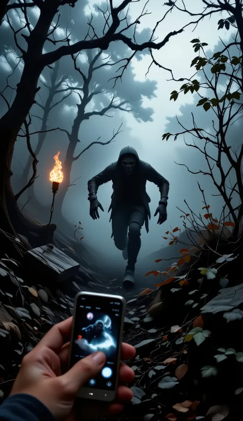 a picture being taken of a cryptid sighting of [your character] as he runs into the 
bushes. golum has gone completely insane. He turns his head and creepily 
looks into the camera as he makes his getaway. There's a thick fog, and the scene is 
dimly lit