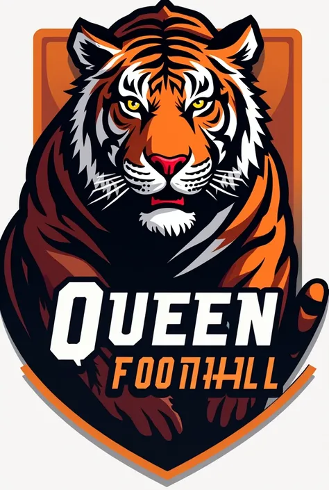 Football team logo with the image of a tiger, the name of the Queen team.