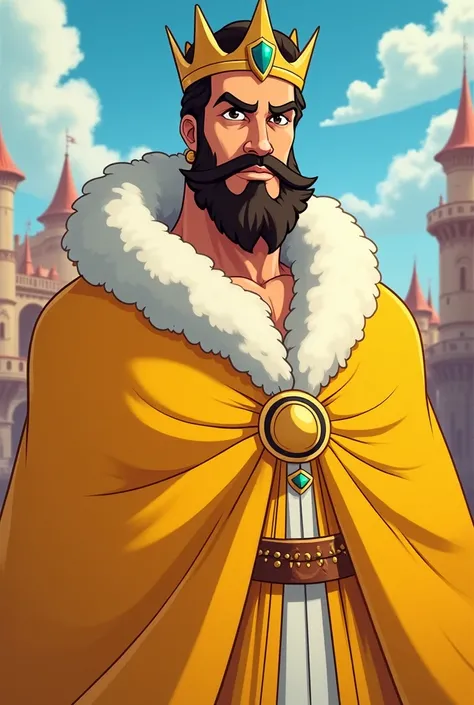 Handsome king with yellow cloth cartoon