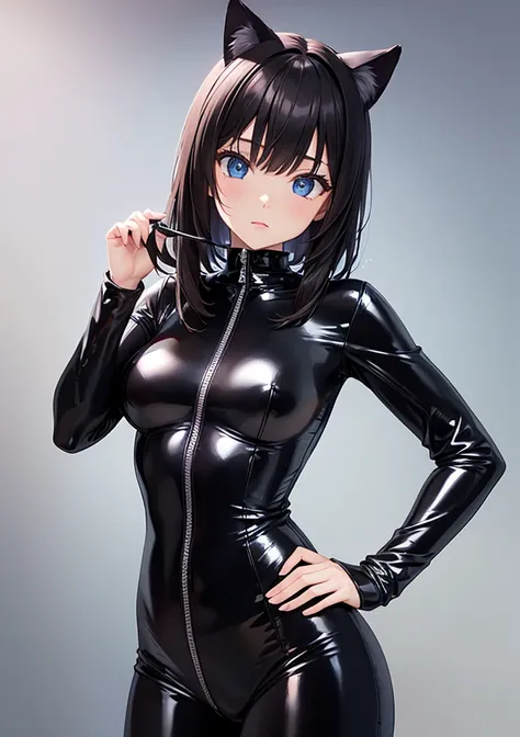 BLACK PVC CATSUIT GIRL