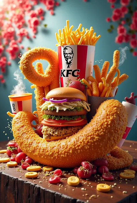 Can u generate special creative kfc menu card it's should be more unique and all items should be included.. example - submarine bun, snacker bun, zinger burger, twister, spicy rice 