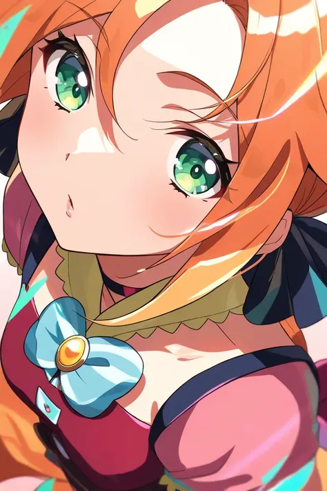 anime girl, , orange hair, green eyes