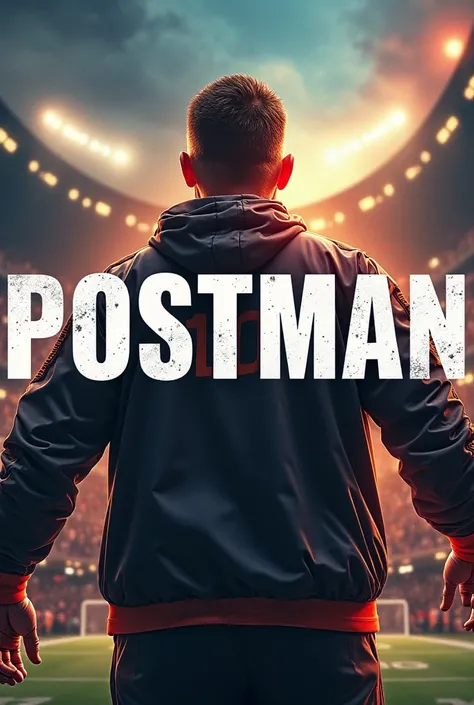 Make an image that feels like our sports manager, and write “postman” in large letters in the center on top of it, don't interpret it in English