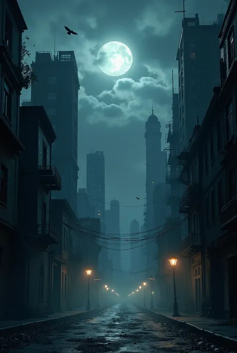 a spooky night city background