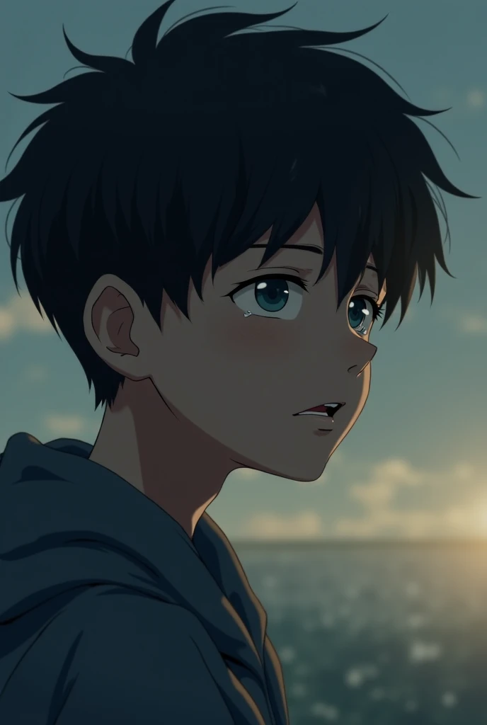 Sad boy image anime