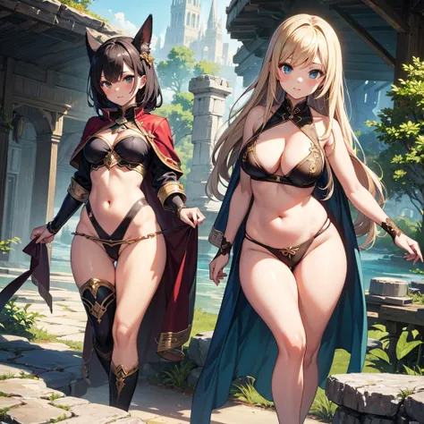 Absurd, (High Resolution: 1.3), (Super Detailed: 1.3), Best Quality, Harem, Group of Girls, Adventurer, Fantasy, Belly, Thighs, Perfect Anatomy