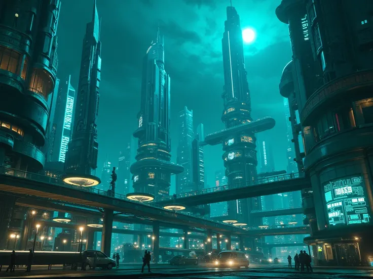  Future City　Blue-green　night