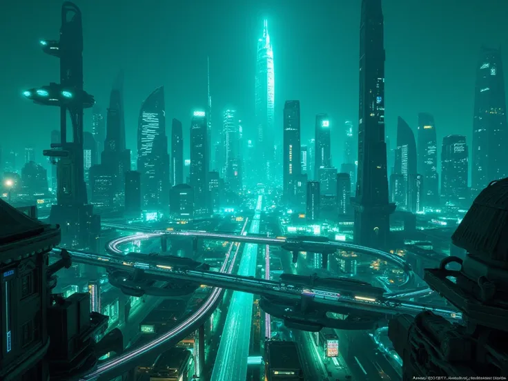  Future City　Blue-green　night