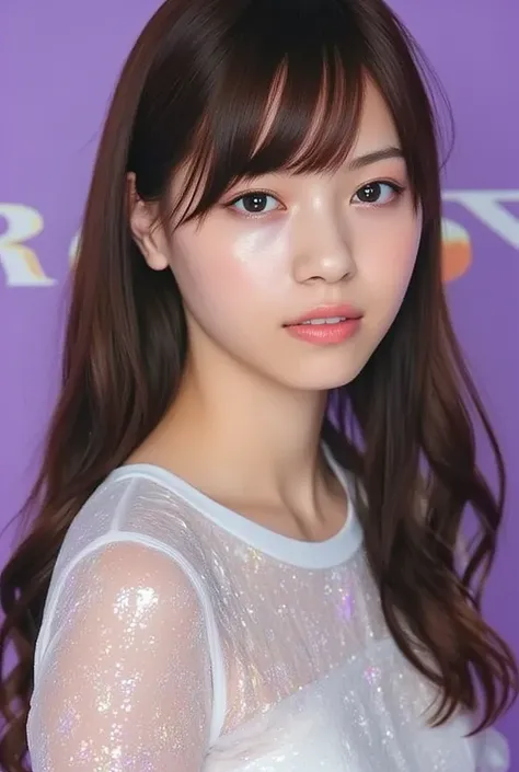 (masterpiece, best quality:1.2, iridescent_skin), nanase, Young Asian female, Perfect slim body, highly detailed, (photorealistic:1.2), (detailed face:1.3), neutral expression, standing, facing away, looking over shoulder,(Highest quality),(Super detailed)...