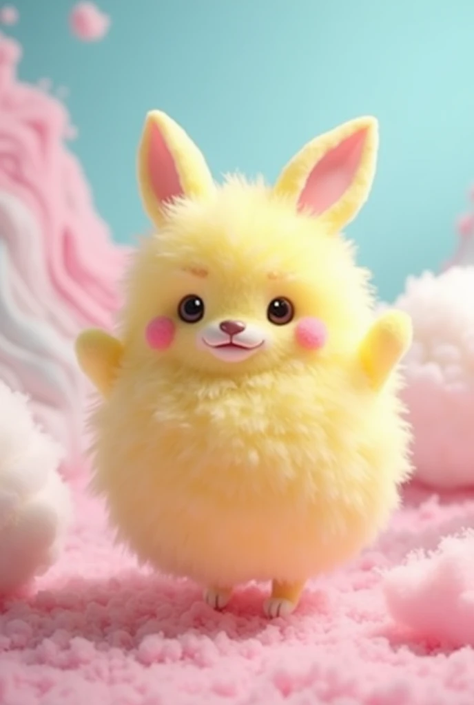 An animal that represents a cotton candy company with yellow colors