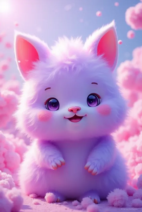 An animal that represents a cotton candy company with purple colors