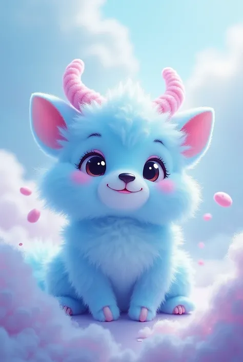 An animal that represents a cotton candy company with blue colors 