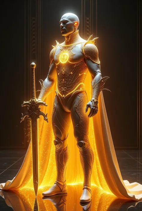 ---

**Aetheron, The Cosmic Eternal  **,  is a cosmic entity with a glowing muscular body ,  wears a futuristic suit inscribed with the Highlander in white gold , terbuat dari nanotechnology  dan armor ringan di bagian dada, arm, and legs .  This suit shin...