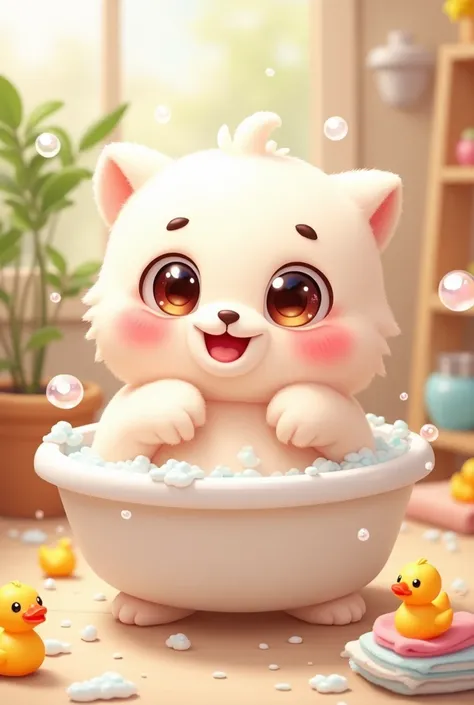 It is necessary to create a mascot. Cute bath character with eyes, legs and arms 