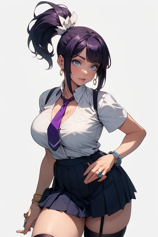 (cowboy shot: 1.5), (white background, simple background: 1.5), (masterpiece:1.5), (big breasts: 1.5), (1 girl: 1.5), young woman, (Beautiful Girl:1.5), (extremely detailed and delicate anime face and eyes:1.5), whole body, (natural light, HDR, extremely d...