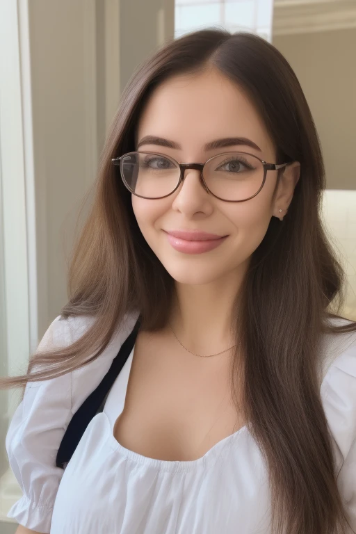 
arafed woman in a maid outfit and glasses posing for a picture, gorgeous maid, with glasses, nerdy, belle delphine, a sexy maid , anna nikonova aka newmilky, glasses, maid, nerdy appearance, with glasses on, a hyperrealistic schoolgirl, hyperrealistic sch...