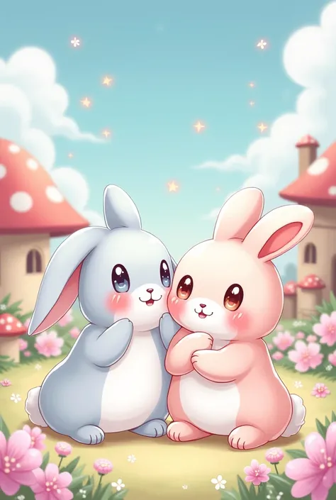 Anime cute little rabbits