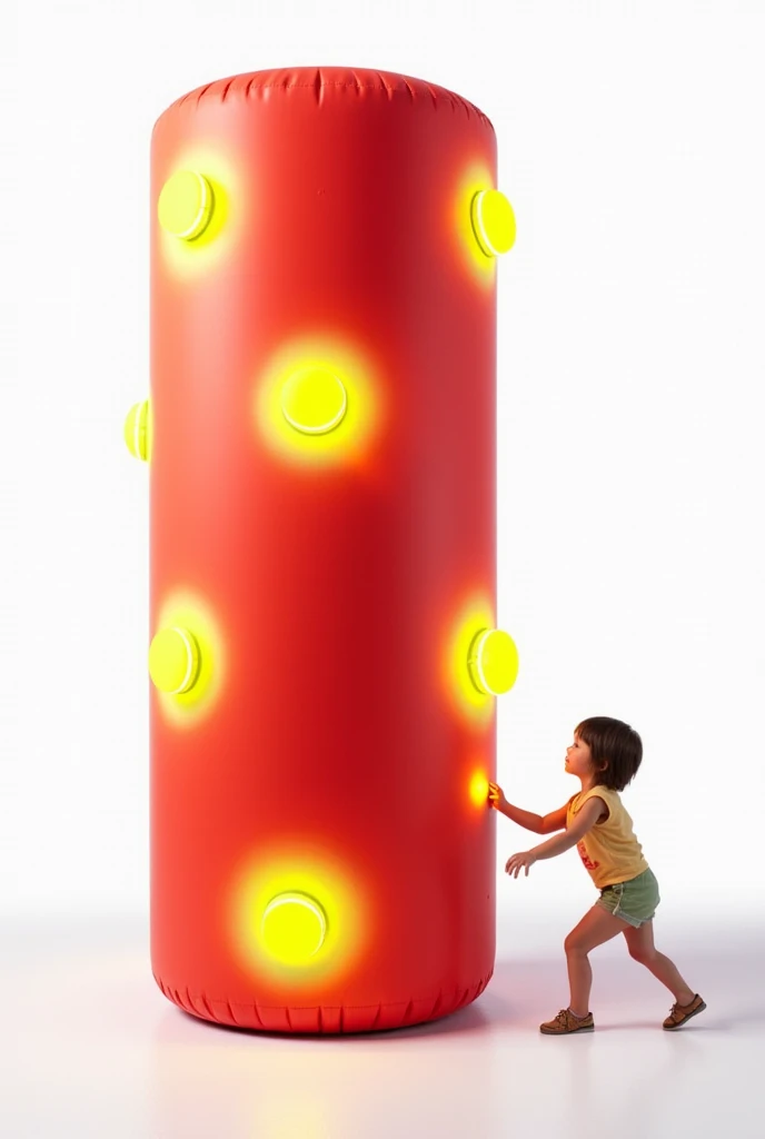 An inflatable boxing column with interactive speed-reactive targets for children. The column features a simple cylindrical shape with multiple LED-lit targets that light up at different intervals, encouraging children to hit the targets as they appear. The...