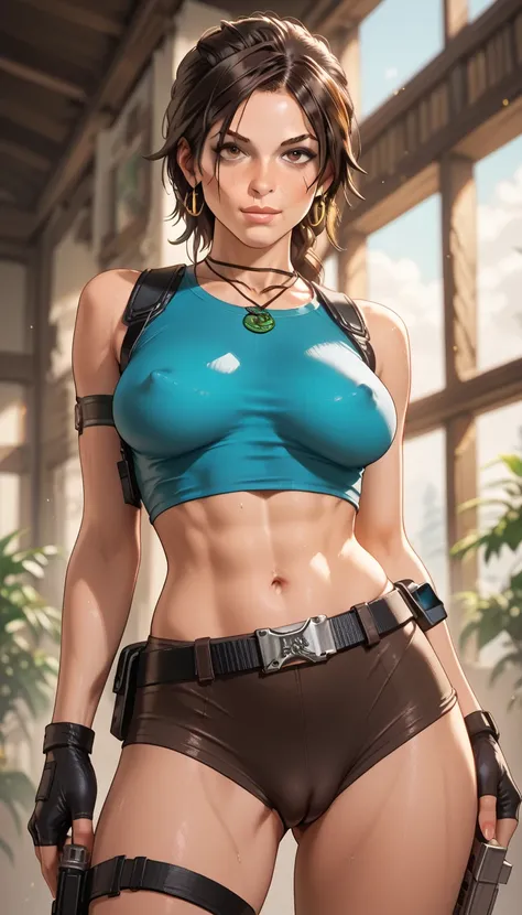 Female ,lara croft, cameltoe, erect nipples 