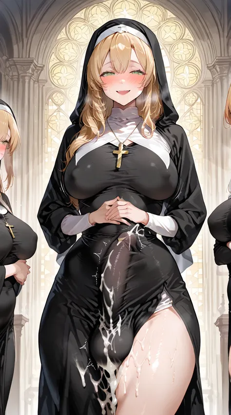 (north_bulge), ((top quality)), (ultra high resolution),(very detailed),(Detailed Explanation),((best CG)),(BEST ARTWORK), Ultra-precise art, Amazing Painting Art, (Exquisite art:1.5), beautiful and well-groomed face shooting, blonde, nun, black and white ...