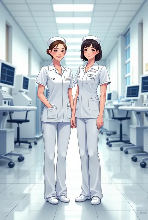 make me a image with 2 nurse in a hospital for background  make width 1000px 