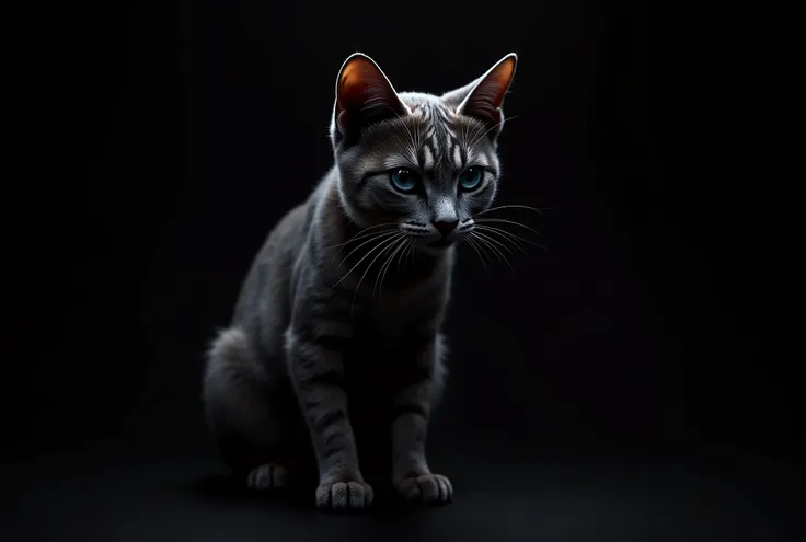 Beautiful cat、The background is illuminated with a black base